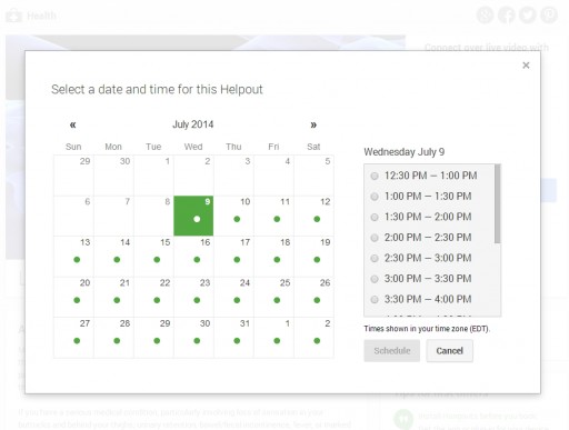Google Helpouts scheduling