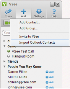 VSee Outlook import and recommendations