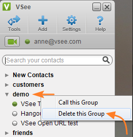 VSee delete group